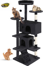  54" Cat Tree Tower  Dark Gray  Multi-Level Indoor Activity Center with Sisal