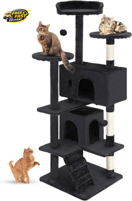 | 54'' Cat Tree Tower | Dark Gray | Multi-Level Indoor Activity Center with Sisal