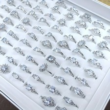 10/25Pcs Wholesale Zircon Rhinestone Mixed Rings Bulk Finger Jewelry Gift Lot US