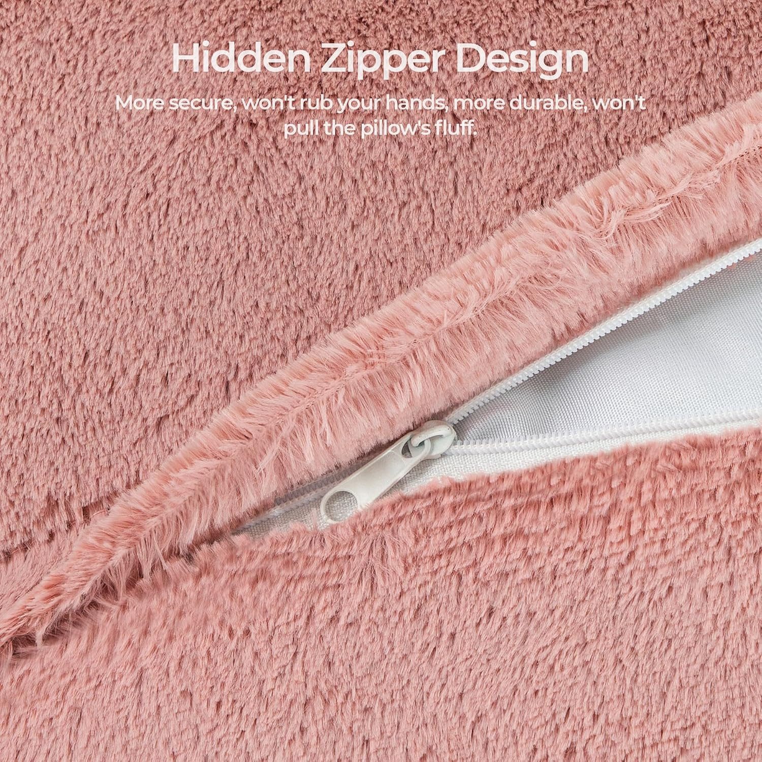 Set of 2 Decorative Throw Pillow Covers 18x18,Fluffy Pillow CoversLuxury Faux Fu