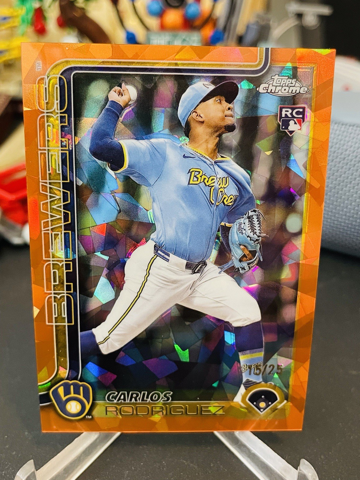 CARLOS RODRIGUEZ 2025 TOPPS CHROME SAPPHIRE ROOKIE ORANGE RC /25 #201