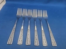 Lot of 6 Unknown Manufacturer ALHAMBRA Stainless Salad Forks 6 1/2"