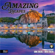 Amazing Escapes 2026 Wall Calendar 12 Month | 12" X 24" Open | Thick & Sturdy Pa