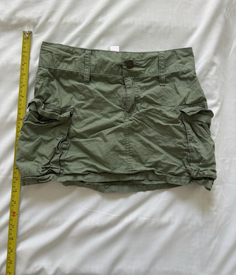 Justice Girls Green Cargo Skirt Size 12 Belted Pockets Button Short Cotton