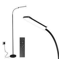 LED Floor Lamp Remote Dimmable Gooseneck Standing Light 1800LM 4 Color Black