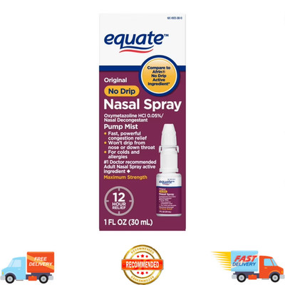 Equate Original No Drip Nasal Spray Oxymetazoline HCl 0.05%, Maximum, 1 fl oz