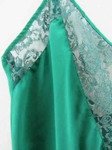 VICTORIAS SECRET Gold Label Vtg 90s LARGE Lingerie Chemise Nightgown Lace Green - Picture 2 of 11