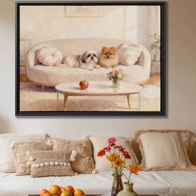 Shih Tzu Dog Art Canvas Print Vintage Oil Painting Living Room Decor Dog Lovers