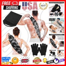 Exfoliating Back Scrubber Bath Gloves Set, Exfoliating Shower Towel with Show...