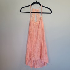 Victoria  s Secret Slip Dress Women  s Size Small Peach Pink Sleeveless Lace Trim