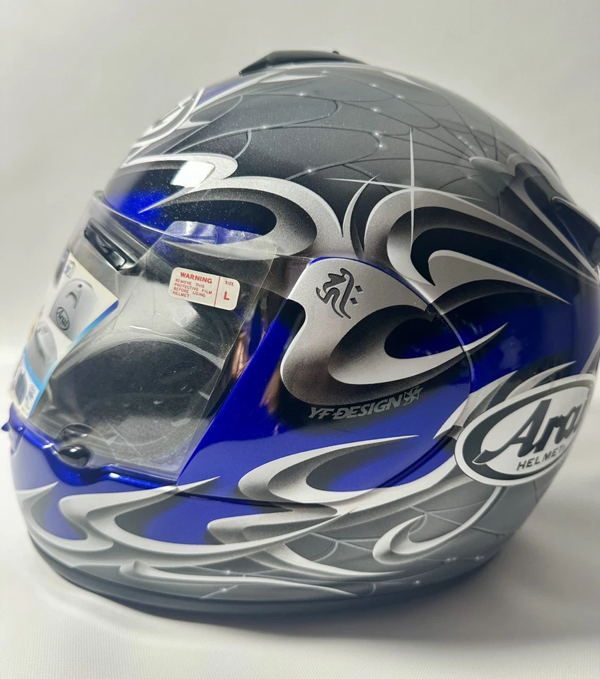 Casco completo tribal azul tela vector Arai 2005 de colección/visera transparente/talla grande  Foto 3 de 4