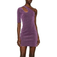 NWT Stella McCartney Purple Darla Lurex Dress One Shoulder Cut Out Mini Sz 36