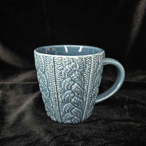 Opalhouse Blue Sweater Crochet Stoneware Coffee Mug Faux Knit 12oz - Bild 5 von 5