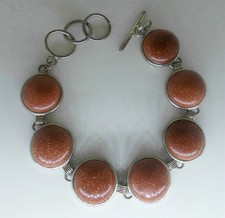 Vintage~GOLDSTONE STERLING SILVER TOGGLE tenn...