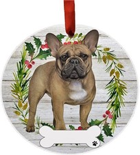 French Bulldog Ornament - E S Pets - DIY Personalizable, Ceramic Round Ornament