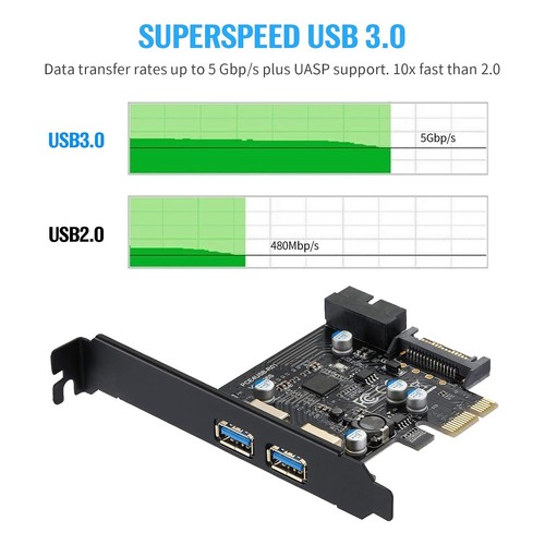PCI-E zu USB 3.2 Adapterkarte, 5 Gbps PCI Express (PCIe) Erweiterungs8054 - Photo 7/7