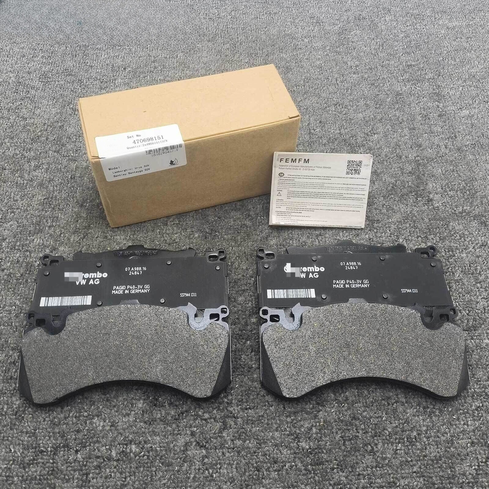 Lamborghini Aventador 50 Anniversario 2012-2021 Front Brake pads Set P/N 470698151