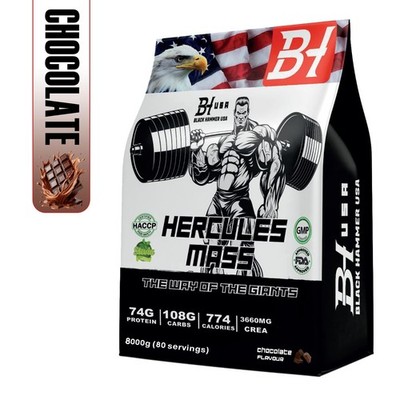 Hercules Mass Gainer 8kg Schokolade   Lean Mass | Protein | Black Hammer USA