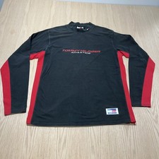 VTG Rare Tommy Hilfiger Athletics T Shirt XL Black Red Striped Long Sleeve