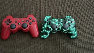 Sony PS3 DualShock 3 Red Controller OEM & Third Party Green Lightning Untested