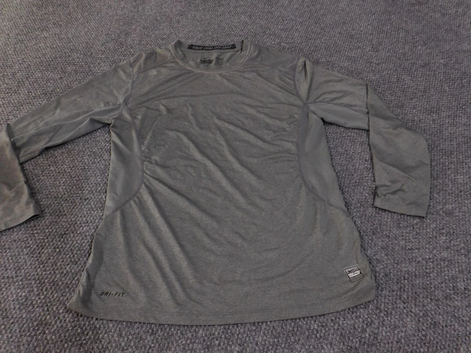 Nike Pro Combat Dri-Fit Shirt Mens Large Gray Long Sleeve Fitted Athletic Top - Image 4 of 4