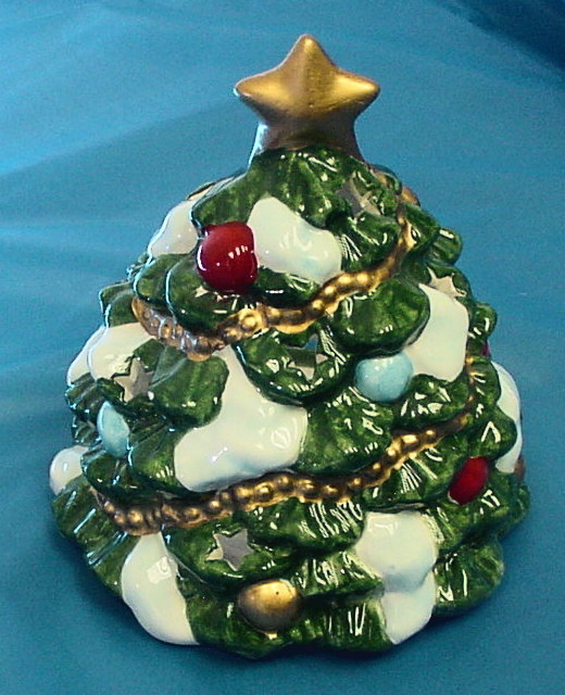 LOT OF 4 CERAMIC CHRISTMAS TREE TEA LIGHT CANDLE HOLDER eBay