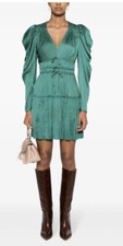 ULLA JOHNSON LU plissé-effect minidress Green Size 8 Women’s