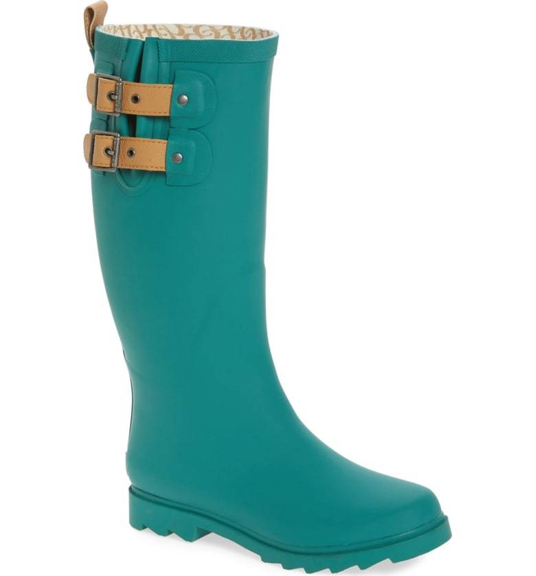 Chooka Boots Top Solid Green Tall Pull on Knee High Rain Waterproof M New