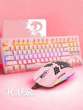Mechanical Gaming Keyboard Blue Switch Mini 87 Keys Wired Rainbow LED 