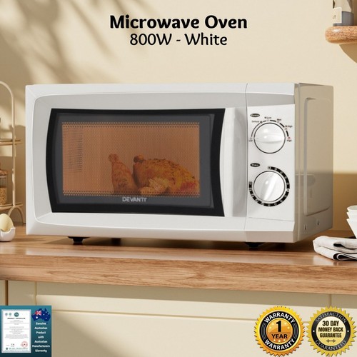 Devanti 20L Microwave Oven 800W White Defrost Reheat Kitchen Food Warmer Timer - Picture 2 of 13