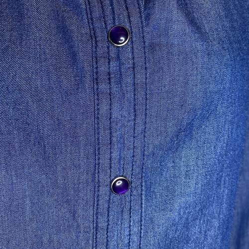 Crazy Train Damen-Westernhemd Chambray gestreift Perlen Druckknopf neu ohne Etikett; Größe Medium - Bild 9 von 11