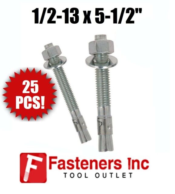 Box of 25 CONFAST 1//2 x 2-3//4 Wedge Anchor Zinc Plated