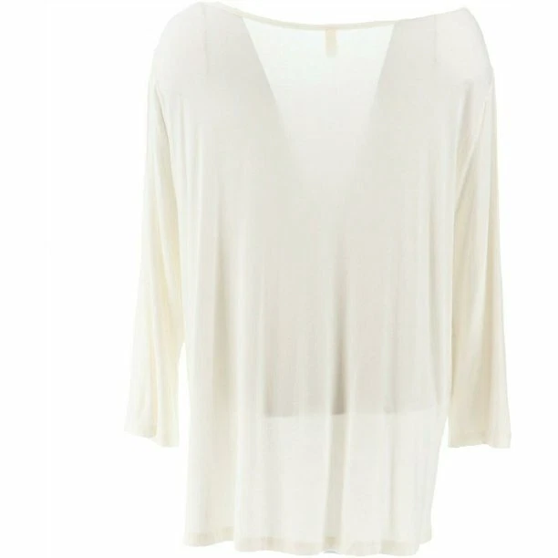 Top alto-bajo Rhonda Shear 3/4 Slvs para mujer crema 645-587, talla 2X Foto 3 de 4