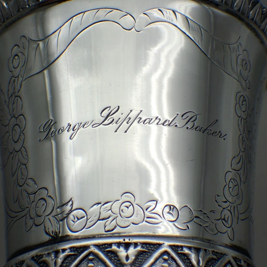 Taza infantil AG Schultz forjada a mano plata de ley mono George Lippard Baker Foto 4 de 4