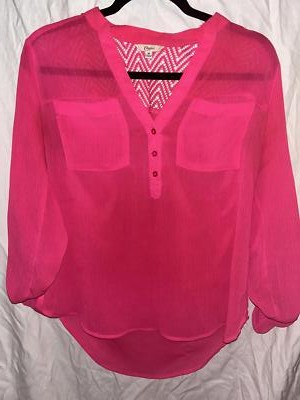 Candie's Women's Sheer Pink Blouse Size M