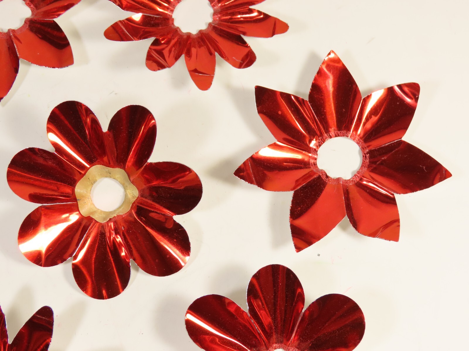 Vintage Aluminum Foil Christmas Tree Light Reflectors 10pc Red Lot