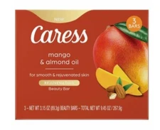 CARESS (3) 3.15 Oz. Bars 🥭🫧 •MANGO & ALMOND OIL• 🤍🫧 Rejuvenating Beauty Bar.