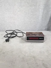 Living Solutions Digital Alarm Clock Wood Grain Snooze Model 1585