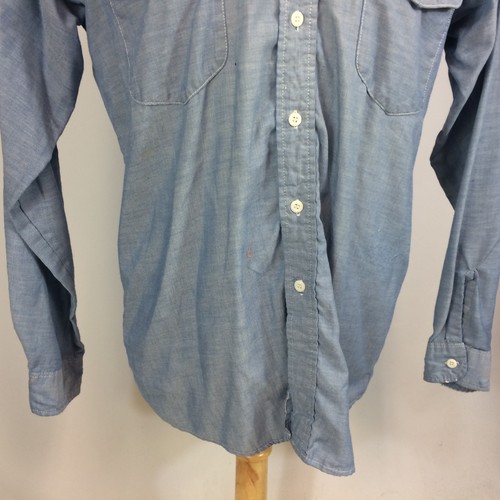 Vintage 70s OSH KOSH Chambray Distressed Worn Work Shirt Motorcycle Mechanic - Picture 8 of 8