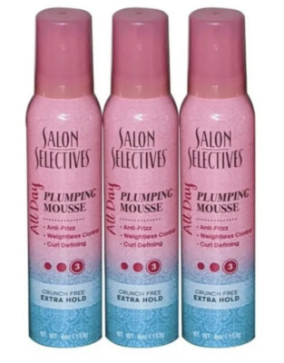Lot of 3ea 4oz Cans Salon Selectives Plumping Mousse, Hair Spray, Anti-Frizz #3
