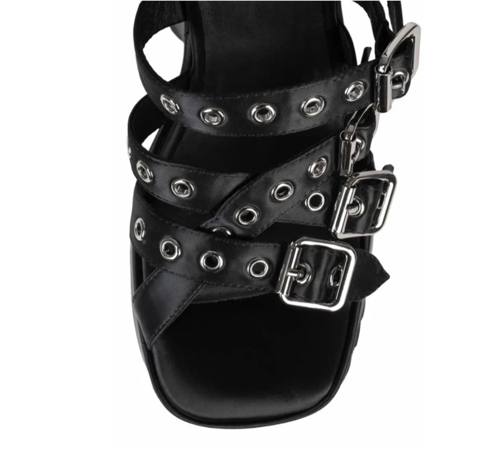 Новый в коробке Jeffrey Campbell атласный на танкетке платформе сандалии - черный нам размер 5,5 и 6 - Изображение 3 из 4