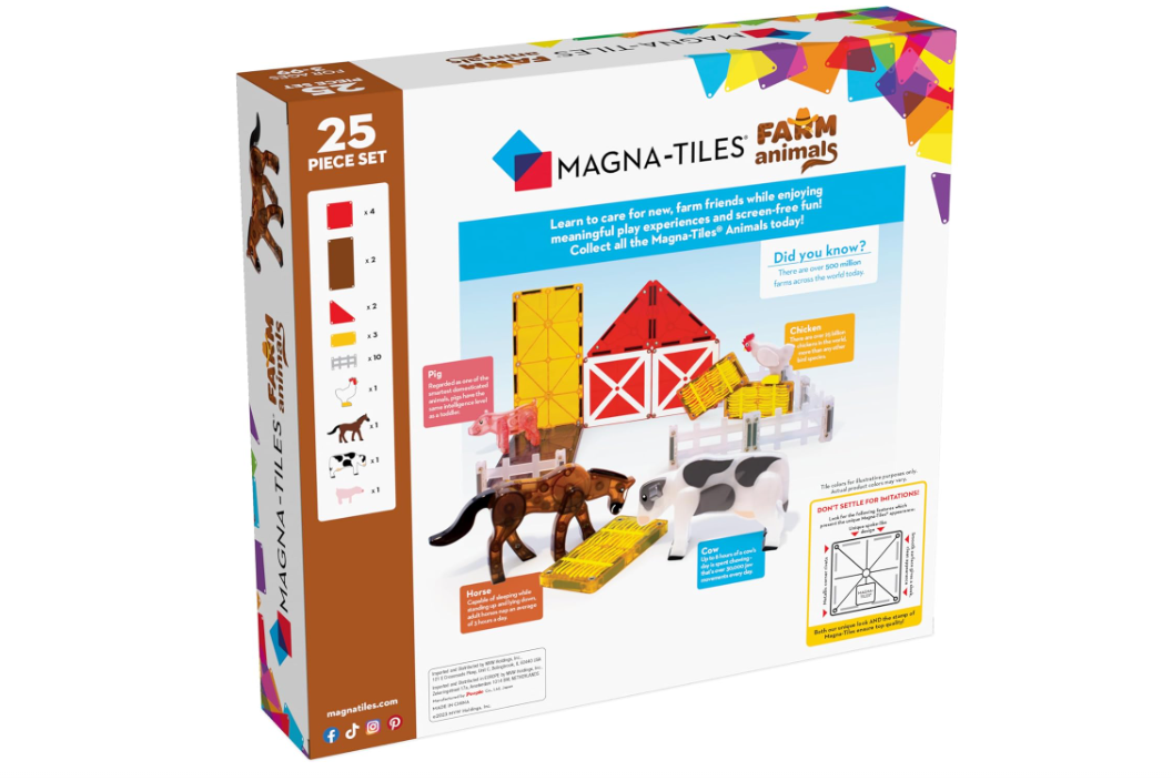 MAGNA-TILES 25-Piece Farm Animals Magnetic Building Set Free Shipping