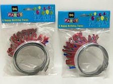 Lot of 2 Happy Birthday Girl Queen Tiaras Party Multi Colors 8 Tiaras total 