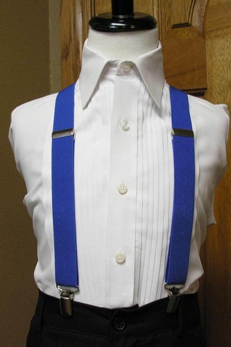 Boys suspenders set clip-on x back Black Coral Red Silver Mint Fuchsia Pink Jade - Picture 26 of 30