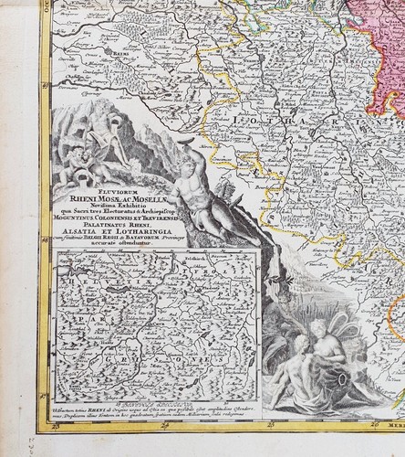 XVIII ème - Theatrum belli Rhenani Grande Carte par Homann 63 x 53 Editée 1720 - Picture 3 of 3
