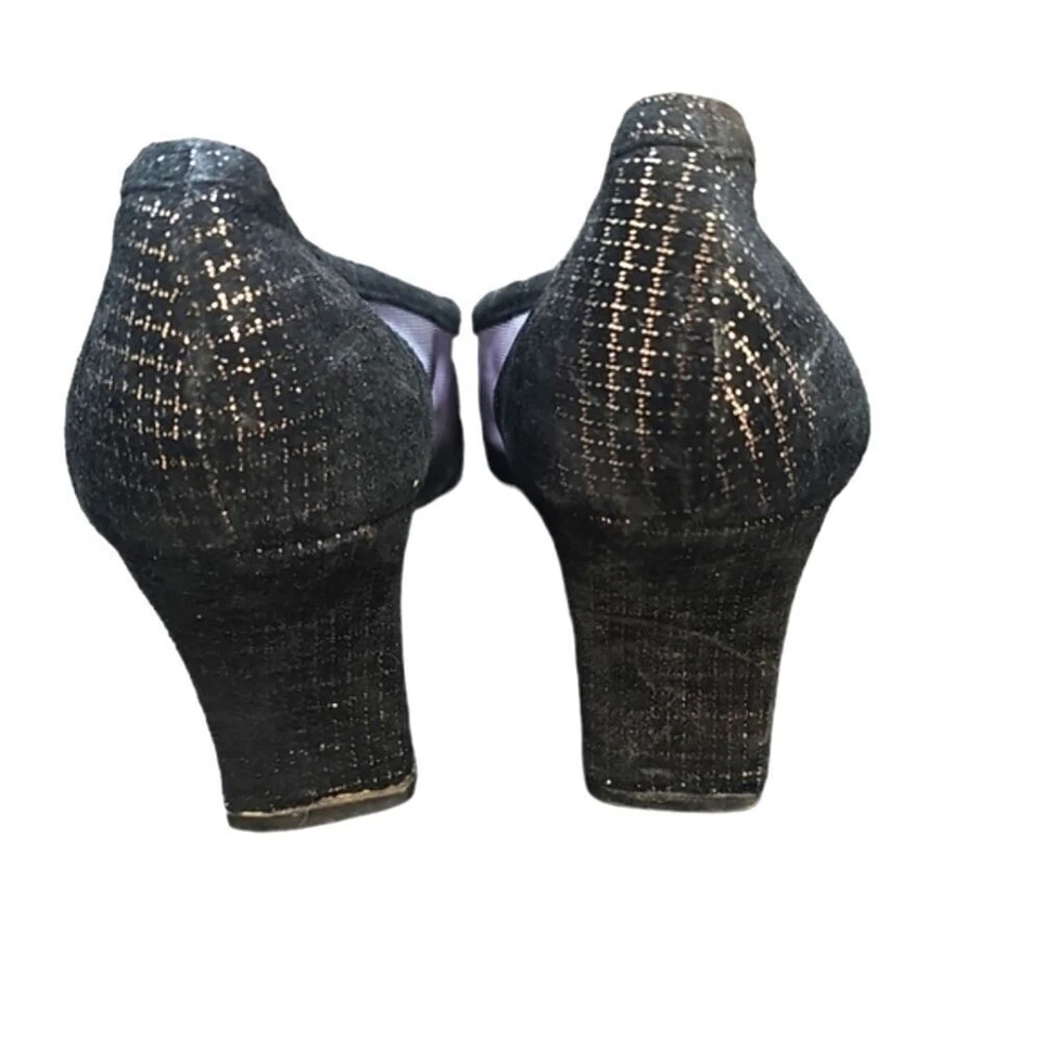 Zapatos de salón de colección años 90 J. Renee metálicos texturizados elegantes de noche punta cuadrada 8 Foto 3 de 3