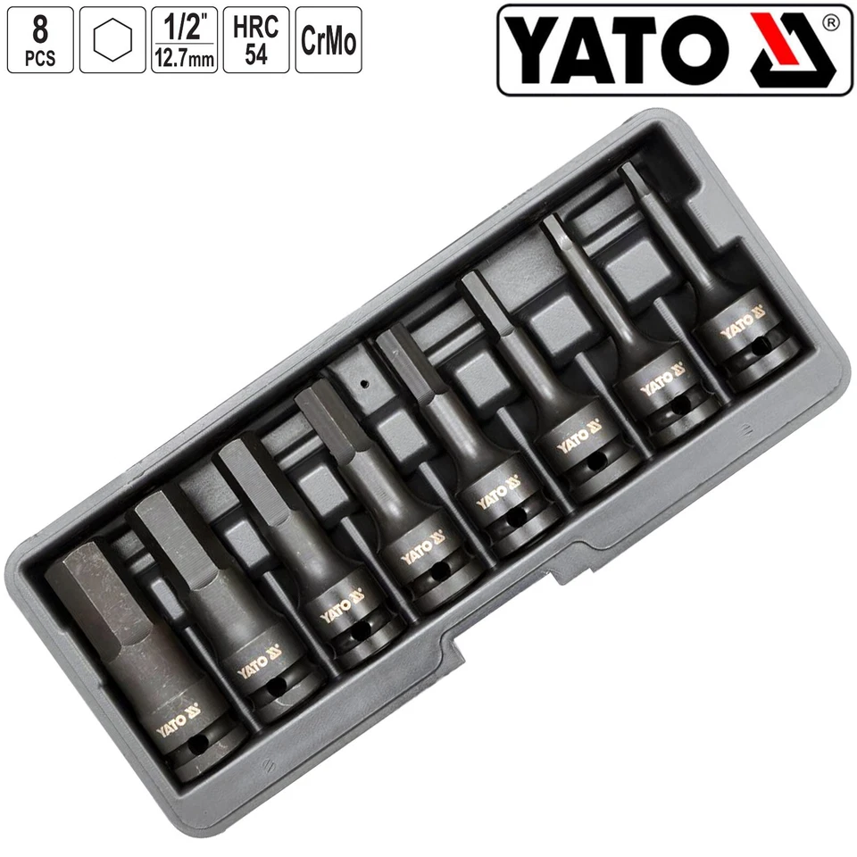 YATO Coffret De Douilles À Chocs 8 Pièces Carré 1/2 Hex 6 pans - Photo 1/1