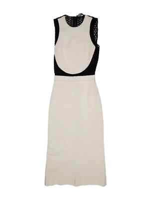 David Koma Dress Bodycon Dress Womens Size XS White Black Crew Neck Back Zip