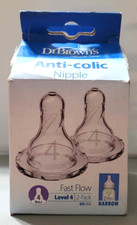Dr Browns Natural Flow Standard Silicone Bottle Nipples 2 Pack Clear Level 4 9m 