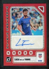 2023-24 LUCA DE LA TORRE 44/49 AUTO PANINI DONRUSS SIGNATURE SERIES FIFA RED